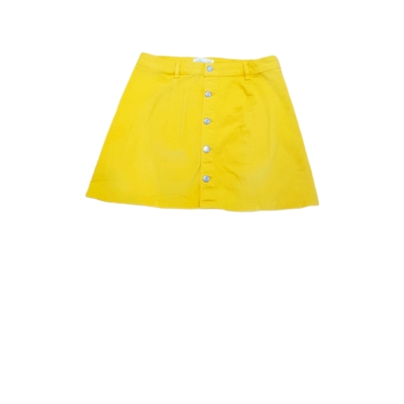Yellow soft denim skirt with buttons size 11 - Picture 2 of 5
